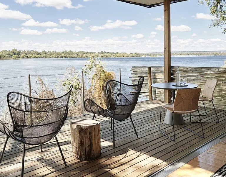 Victoria Falls River Lodge Island Treehouse Suites deck and view