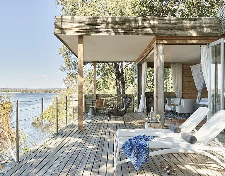 Victoria Falls River Lodge Island Treehouse Suites Starbed Treehouse Suite deck area