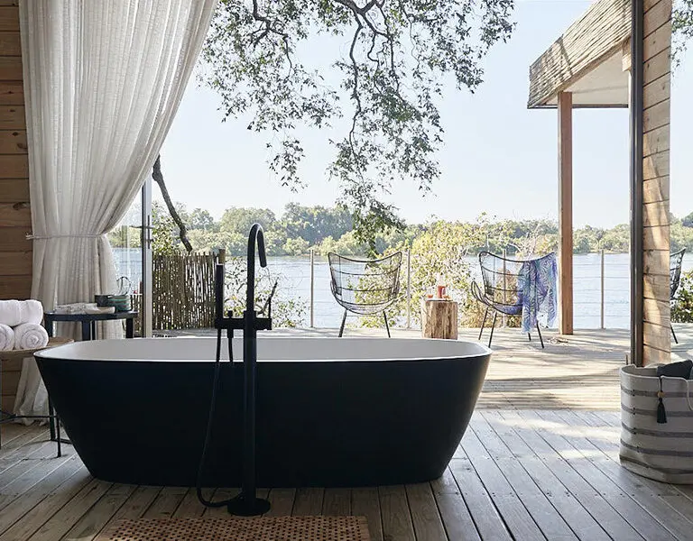 Victoria Falls River Lodge Island Treehouse Suites Starbed Treehouse Suite bath 2