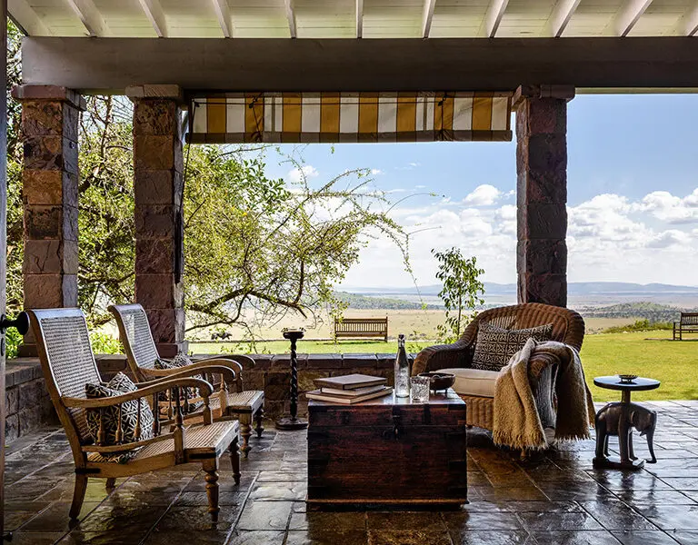 Singita Sasakwa Lodge Verandah and view of Serengeti