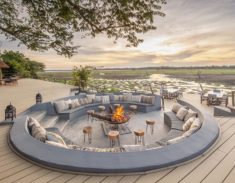 Kafunta River Lodge Fireplace Lounge